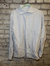 SuitSupply Shirt Mens Large White Striped Cotton Dress Oxford Long Sleeve Shirt