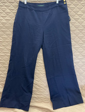 lauren by ralph lauren navy crop wool side zip pant size 10
