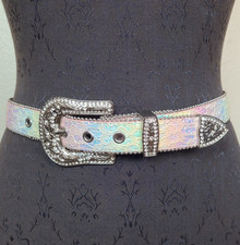 Shyanne Girls Genuine Leather Belt Sz 28 Western Wear Pastel Rainbow Rhinestone