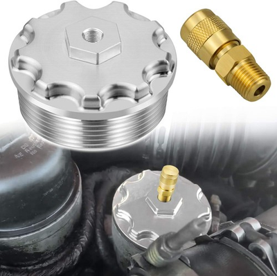 #ad Fuel Filter Cap With Fuel Pressure Port Aluminum Compatible for Ford Powerstroke $24.87
