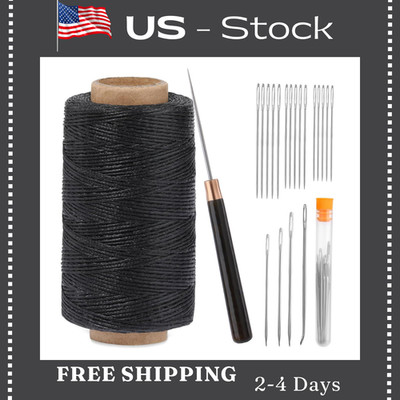 Leather Upholstery Sewing Waxed Thread Kit, 273 Yards Waxed Thread Sewing Nee...