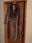Woman’s long Brown Leather, Suede Coat with Fur collar by Juan Sebastian. — photo 1