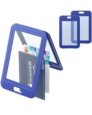 3 Pack Vertical ID Badge Holder w/ Double Sided Clear Windows for School Office