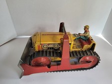 VINTAGE MARX TIN LITHO CATERPILLAR WIND UP TOY HD BULLDOZER Missing Winder B9