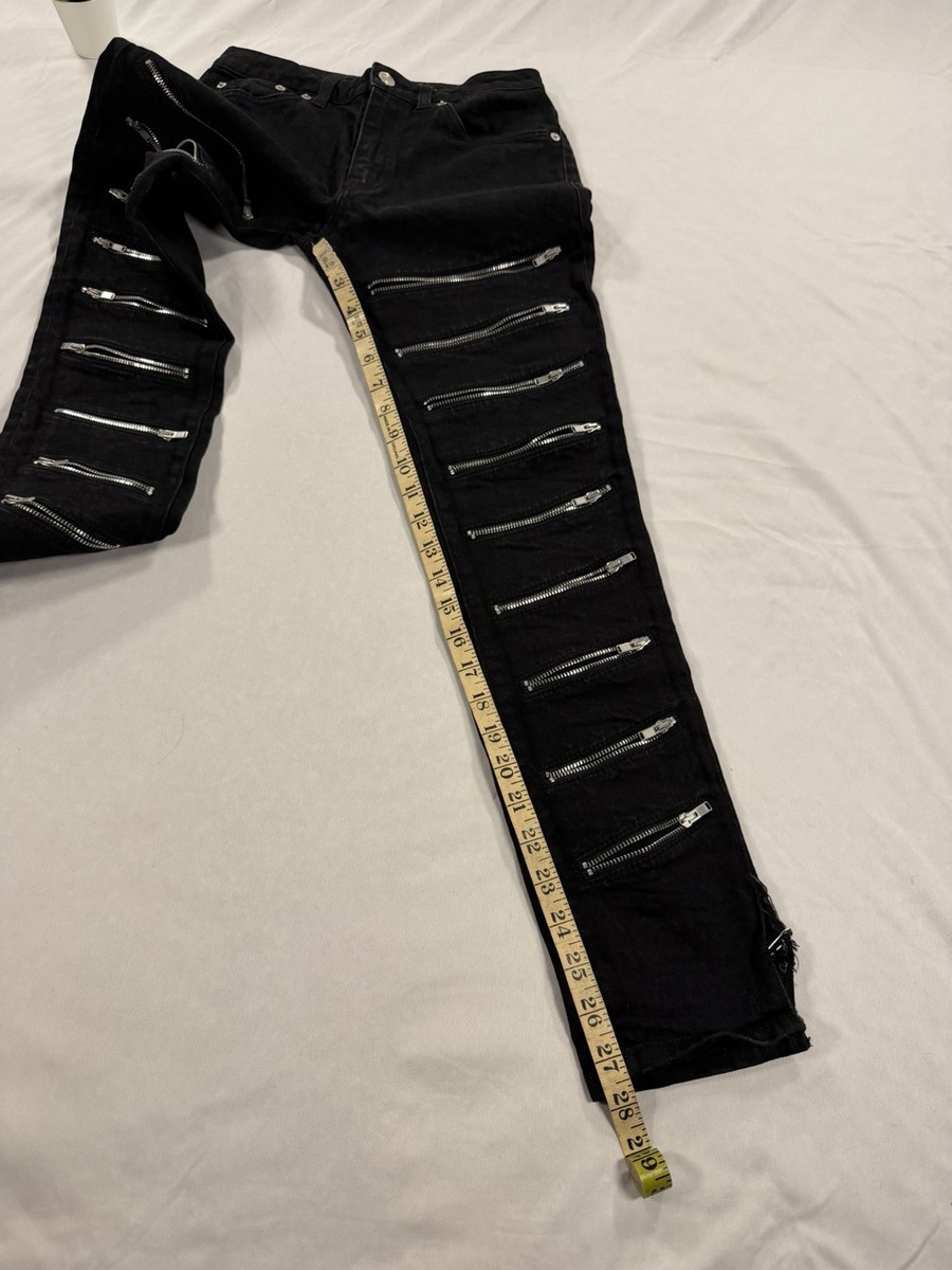 Saint Laurent Hedi Slimane D05 Multi Zip Denim Jeans Pants Black