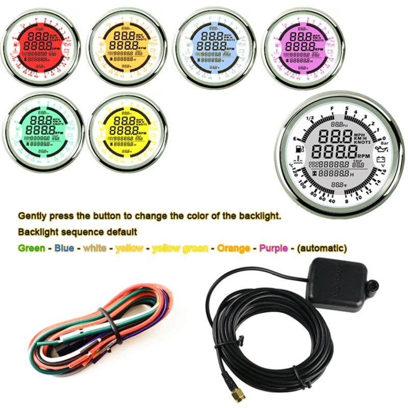Car 85mm Multi-functional Gauges GPS Speedometer Tachometer Fuel Level Voltmeter - Image 2 of 4