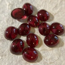 AM1127 Vintage glass cabochons 12x10mm oval ruby "flawed" unfoiled 12
