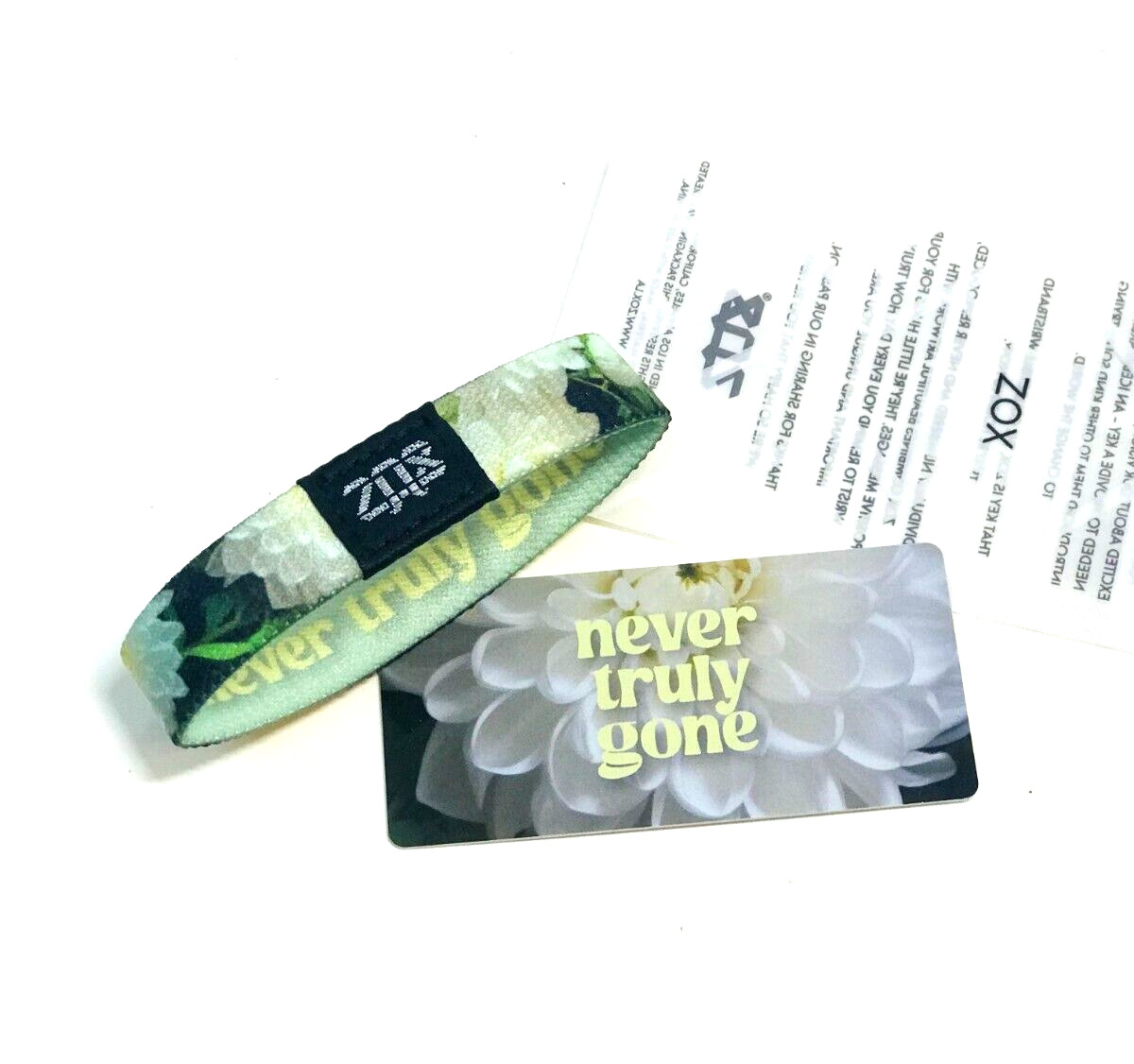 ZOX **NEVER TRULY GONE** Silver Single Small Wristband w/Card NIP