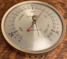 Vintage Rare Brass "Stormy Rain Change Fair Dry" Airguide Barometer & Humidity