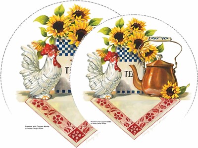 Reston Lloyd Electric Stove Burner Covers, Set of 4, Rooster & Copper Kettle