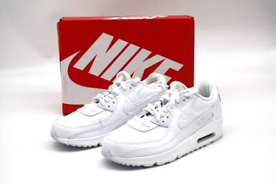 NIKE AIR MAX 90 LEATHER (GS) CD6864-100 TRIPLE WHITE SNEAKER BIG