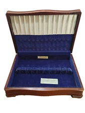Flatware Case Lined Anti Tarnish Storage Chest Silverplate Wood, VTG Wooden Box