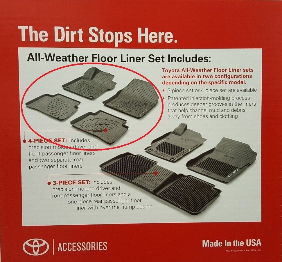Toyota OEM All Weather Floor Mats For 2012-2017 Prius V - Set Of 3 (PT908-47170-02)
