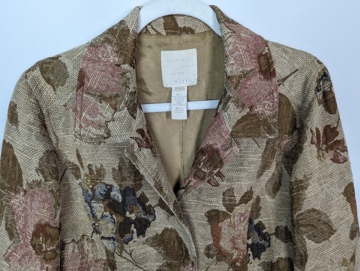 VINTAGE 90s J. Jill sz. S Jacquard Tapestry Floral Coat Long VINTAGE 90s J. Jill sz. S Jacquard Tapestry Floral Coat Long