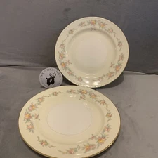 Homer Laughlin G3370 Pattern Set of 2 Dinner Plates Pink Roses Georgian 1954