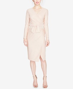 pink long sleeve wrap dress