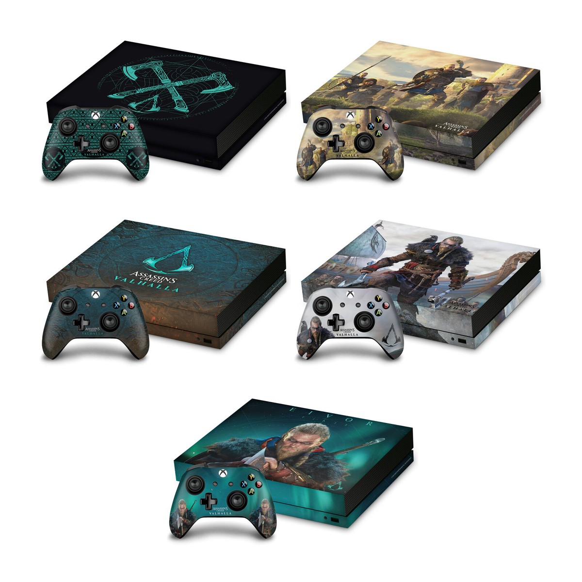 OFFICIAL ASSASSIN'S CREED VALHALLA KEY ART VINYL SKIN FOR XBOX ONE X BUNDLE