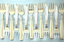 SORENSEN Denmark LOTUS STERLING Silver 3 Tine 6 1/2" Salad Pastry Fork 13 Avail