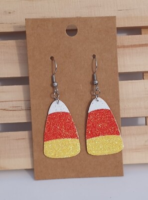 Glitter Candy Corn Earrings, Candy Earrings, Two-Sided Earrings