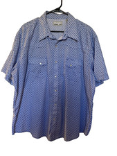 Wrangler Wrancher Shirt Men's size 2XL Western Pearl Snap Short Sleeve Blue