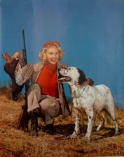 Vintage Retro 8x0 Pin-Up Print Hunting Pals, Blonde Bird Hunter and Dog