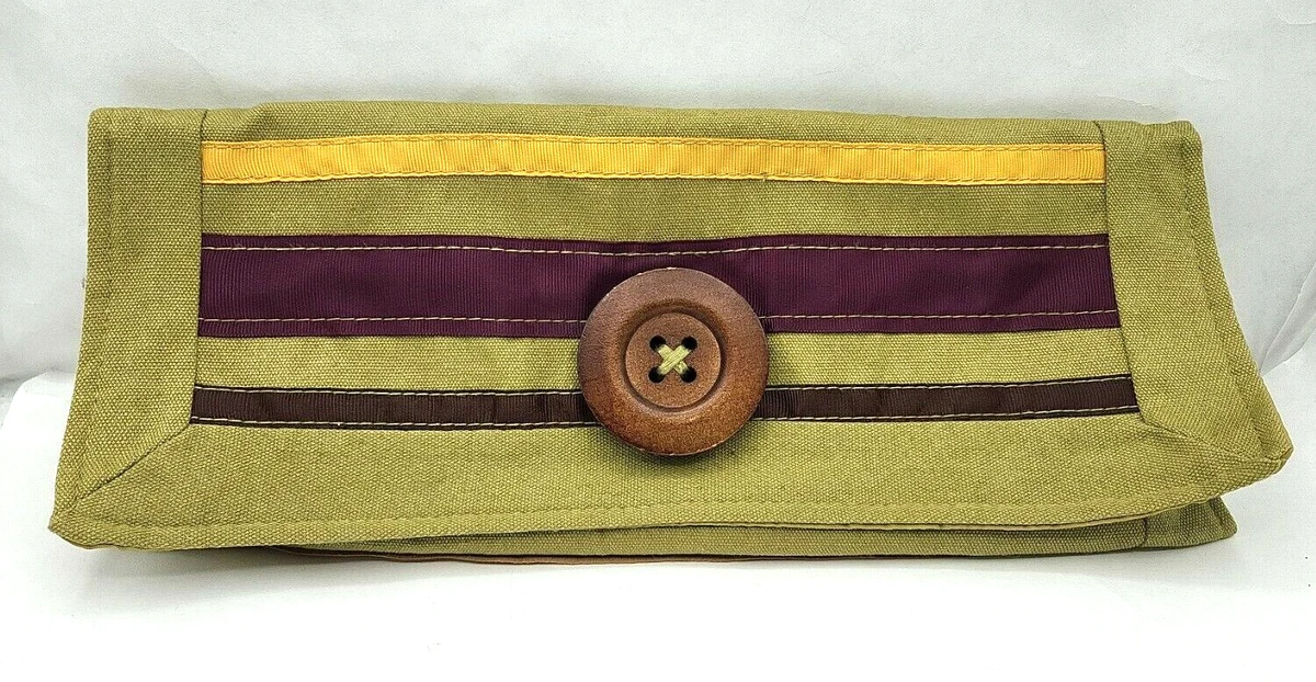 BOHO Style Tote Bag Purse Medium Size Big Button Decorative Snap Close Retro