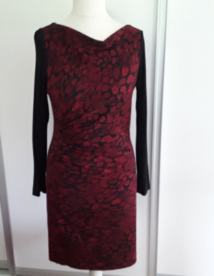 Diane von Furstenberg elegantes Seidenjersey Kleid Gr. 12 / 42 schwarz rot