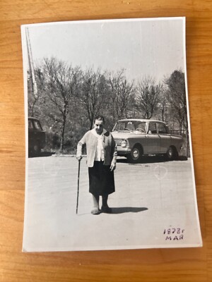 1960s Old Woman Soviet car Soviet people Fashion Style Vintage photo