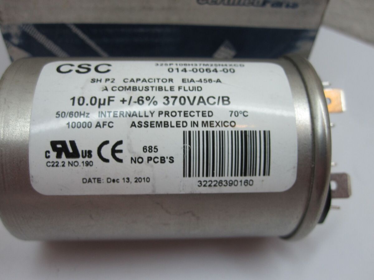 Copeland 014-0064-00 Run Capacitor, 370V 10 MFD NEW OLD Copeland 014-0064-00 Run Capacitor, 370V 10 MFD NEW OLD