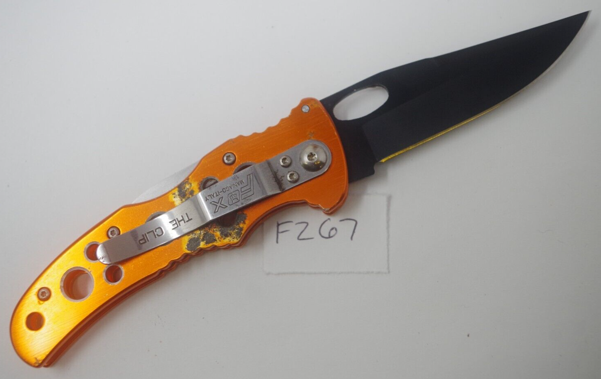 Orange Fox Twister Pocket Knife MidLock 440C Clip Point Folding