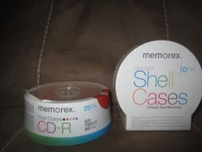 MEMOREX - COOL COLORS CD-R  25 PK  / CD & DVD SHELL CASES 10 PK   NEW SEALED