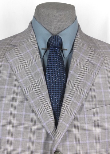NWT_GIANLUCA BY ISAIA_HAND_FINISHED_SUPER 120 GRAY & LAVENDR GLENPLAID 42R 12451 - Picture 2 of 4