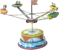 Alexander Taron Christmas Collectible Tin Toy -Carousel - 4.75"H x 6.5"W x 6.5"D