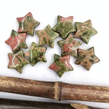 50pcs Natural Unakite Stone Healing Crystal Star Gemstone for Home Decor 20x6mm