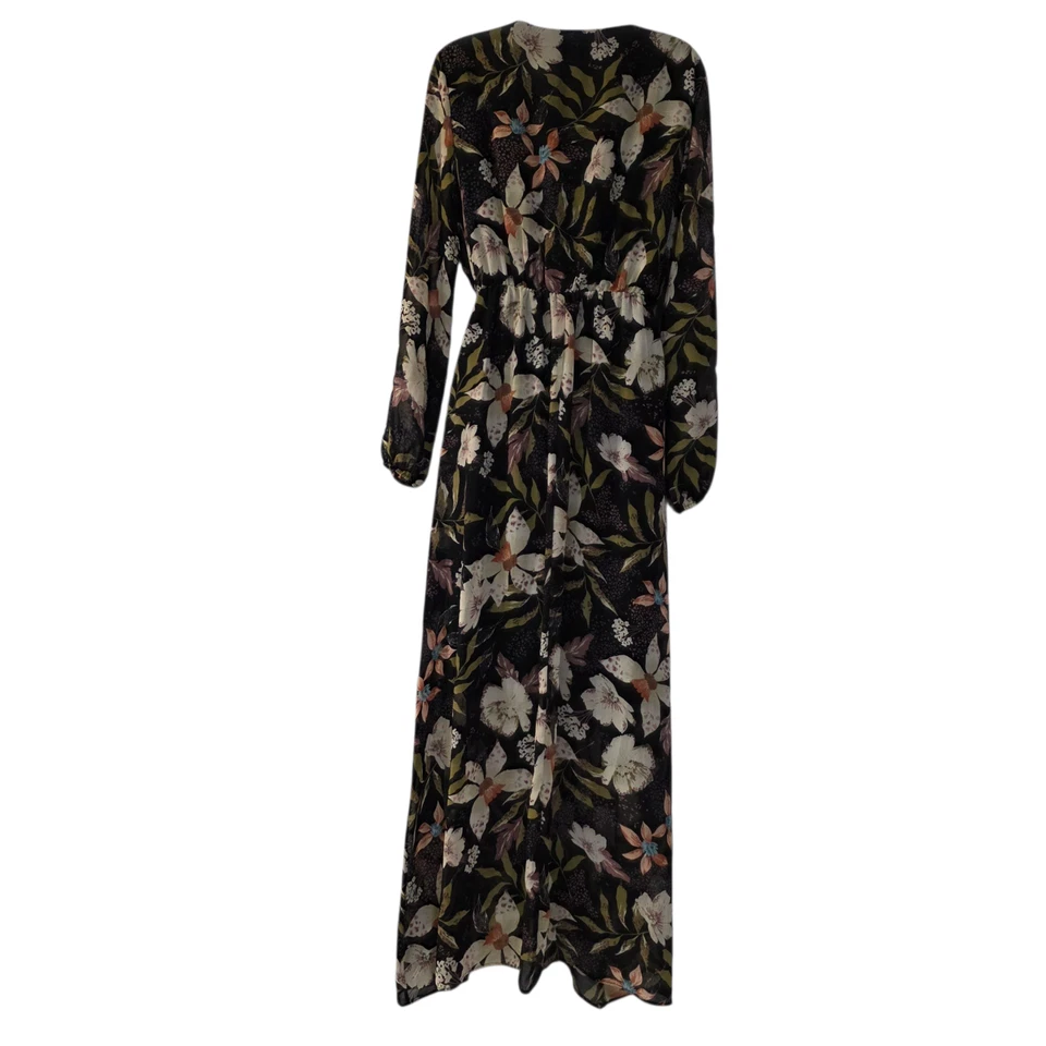 Everly Maxi Dress Womens Multicolor Small Floral Elastic Waist Ruffled Victoria - Image 3 of 4