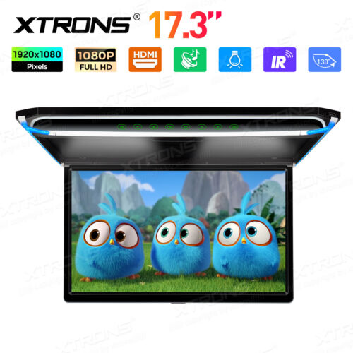 17.3" TFT Screen Car Roof Overhead Flip Down Monitor Player HDMI 1080P +Headsets - Picture 3 of 18