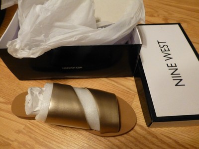 nine west em down leather slide sandal