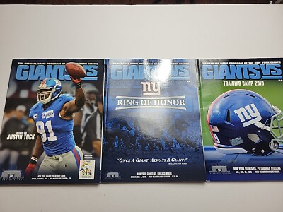 NY Giants Program NFL 3pc Lot 2010 Tuck Ring Training Camp Color Ct15