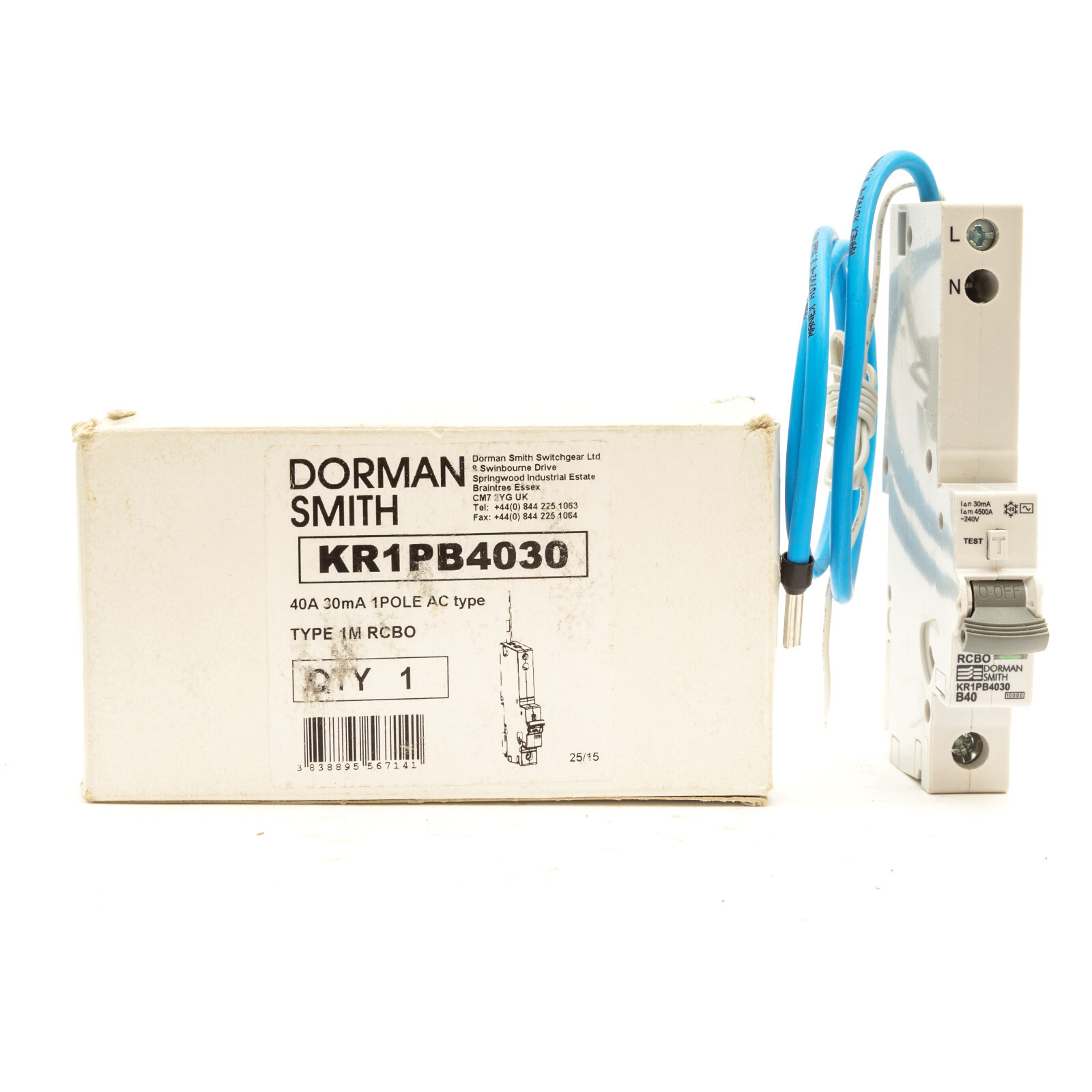 DORMAN SMITH KR1PB4030 40 AMP CURVE B 10kA 30mA RCBO TYPE AC VAT INC