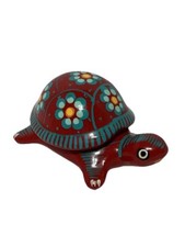 Lindo porta joyas caja baratijas tortuga real roja cerámica mexicana Talavera vintage