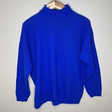 Vintage 80s Classic Essentials Women  s Blue Oversized Sweater