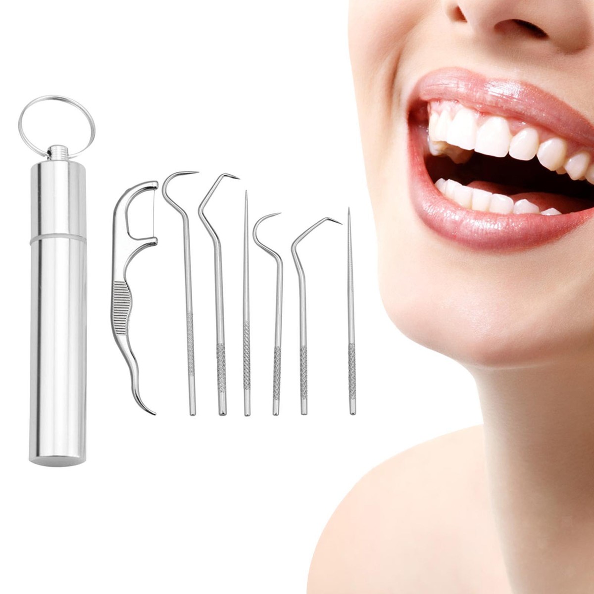 Set Tascabile Portatile Per Stuzzicadenti In Acciaio Inossidabile Kit Di Pulizia Per Stuzzicadenti In Metallo Riutilizzabile Con Supporto Per Picnic A P16309286 - Foto 10