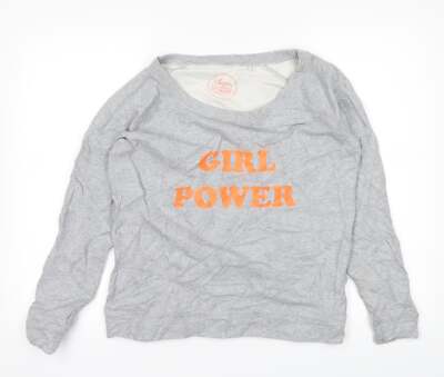 Bio Baumwollmischung Damen Pullover Grau Rundhals Baumwollmischung Größe S