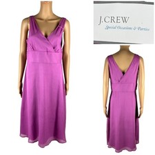 J Crew Womens 12 Dress Sophia 100% Silk Chiffon Sleeveless Purple NWT (stains)