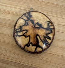 Koa Wood Pendant Hawaiian Jewelry Striking Contrast and Figuring Pattern 1.375 W