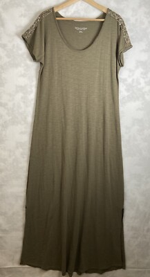 #ad Soft Surroundings Dress Size M Aglow Splite Both Botton Sequins Maxi Dress $19.99
