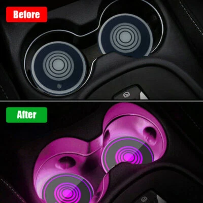 2x LED Cup Pad Autozubehör Lichtabdeckung Innendekoration Lichter