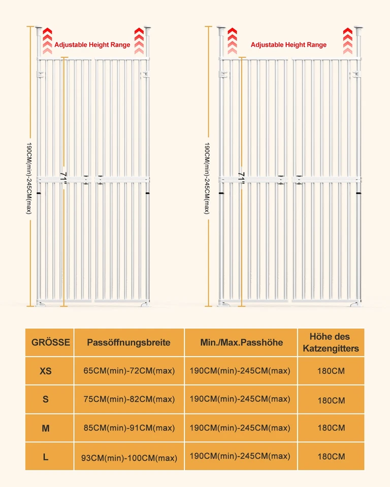 180 cm extra hohes Haustiertor mit Türen Schlösser auszudehnbar verstellbar - Bild 2 von 4