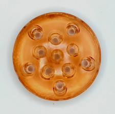 Vtg. Pink Glass Flower Frog 11 Holes 3 1/8" Top Diameter/2 7/8" Base Medium Size