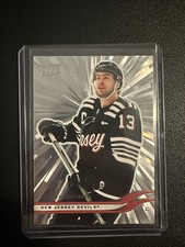 2025-26 Upper Deck Base Outburst Silver Nico Hischier #104 New Jersey Devils